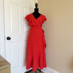 SHEIN Womens Red Maxi Wrap Dress Plus Size 2X Lightweight Breezy Coastal Wedding